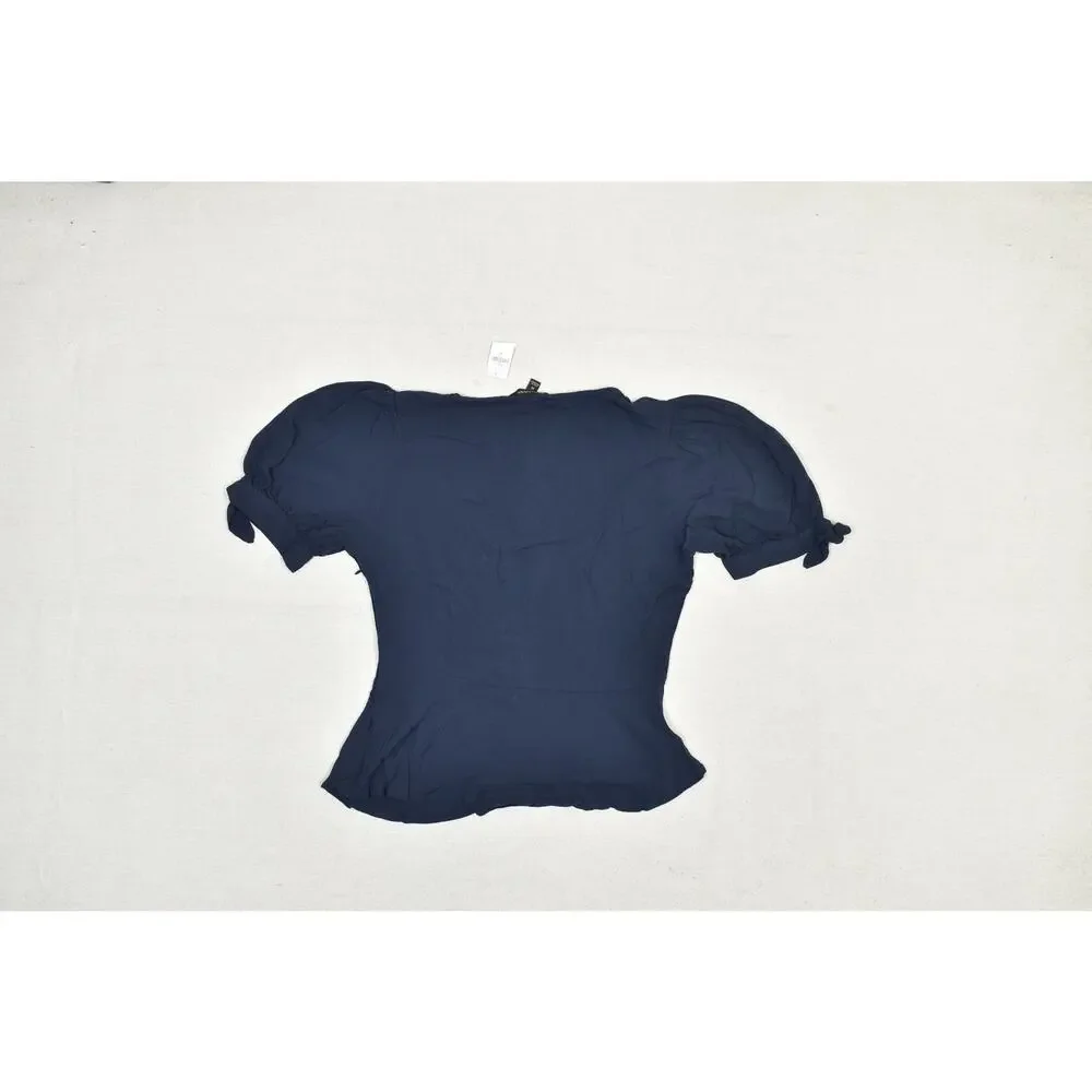 NEW Banana Republic Women's Blue Peplum Tie Blouse Top Regular Size M